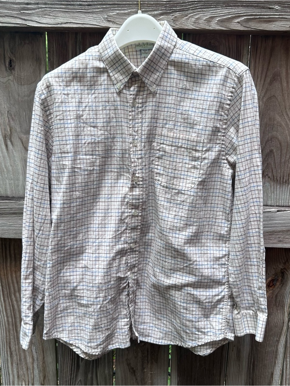 Papo d'Anjo Beige and Blue Grid Button-Down Shirt